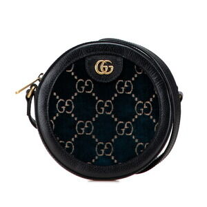 Gucci GG Velvet Shoulder Bag Black Leather